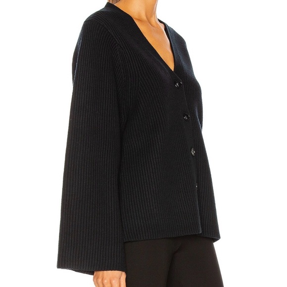 Toteme Black Ribbed Button-Up Sweater - Picture 4 of 5